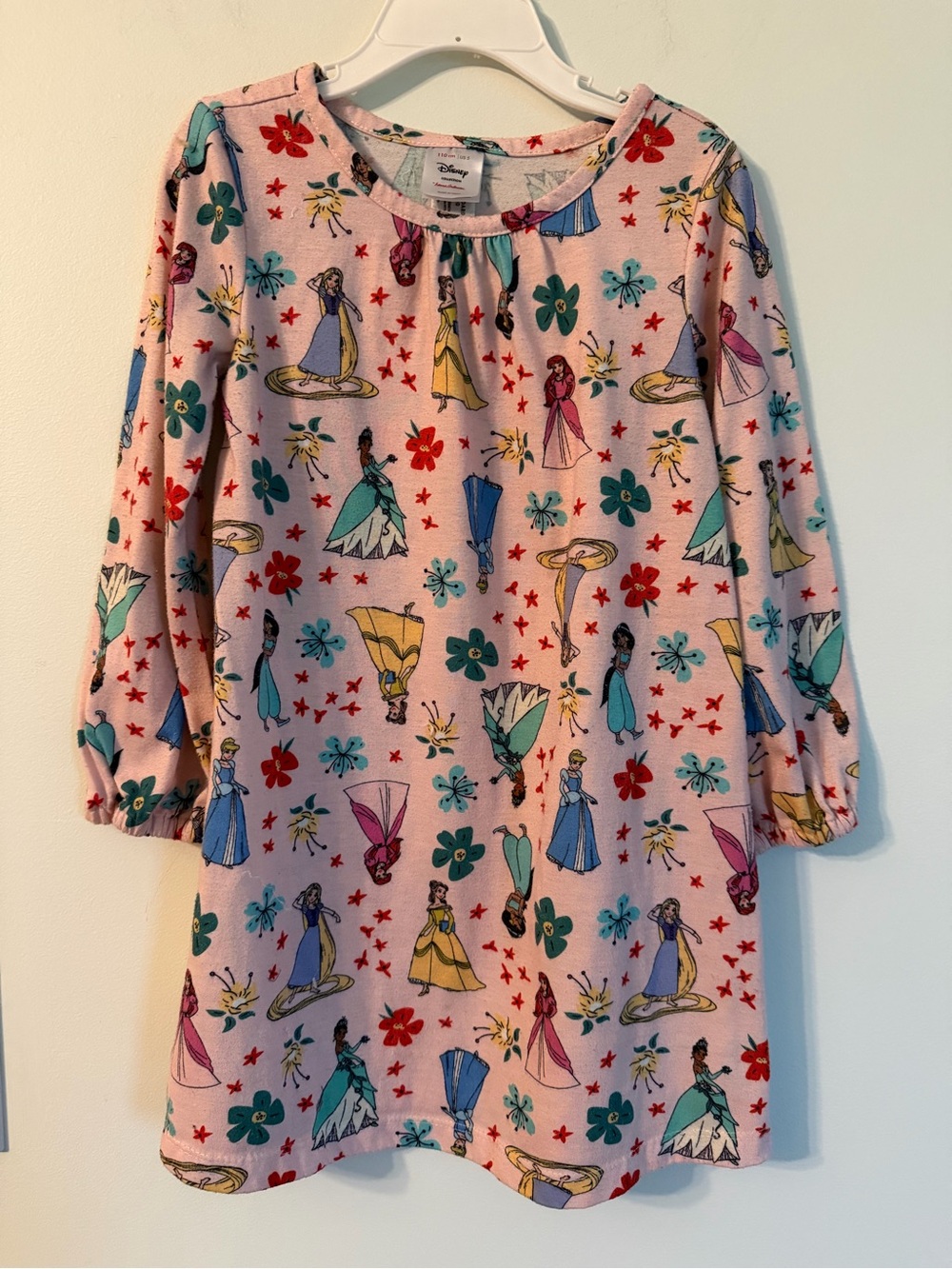 Hanna Andersson Disney Girls Pink Princess Print Long Sleeve Dress
